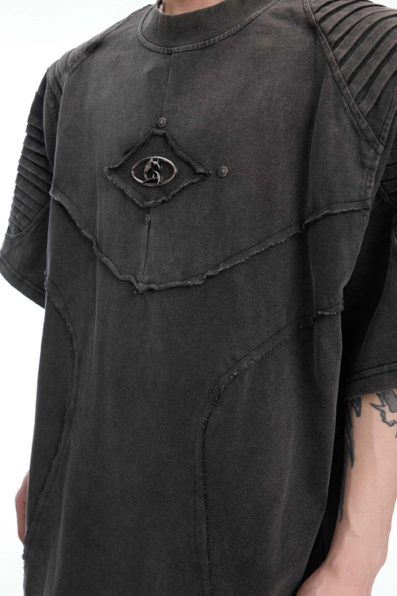 Vintage-T-Shirt mit verwaschenem, knittrigen Logo-Effekt