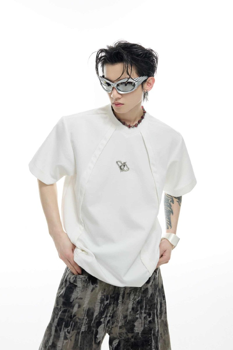 Boxy-T-Shirt mit dekonstruiertem Logo