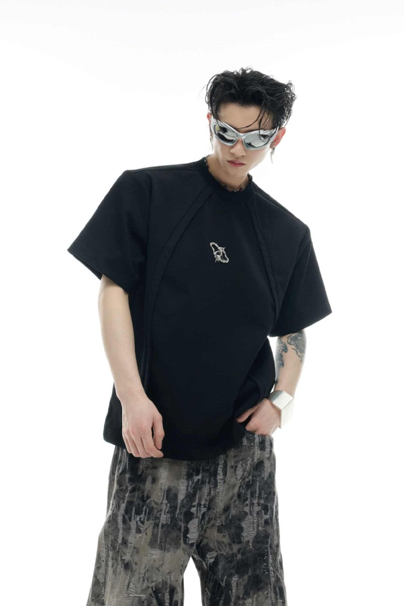 Boxy-T-Shirt mit dekonstruiertem Logo