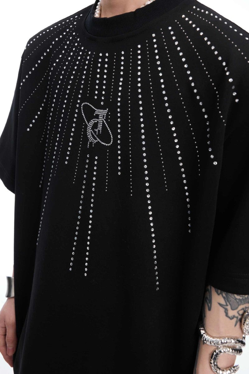 T-shirt à motif strass intégral