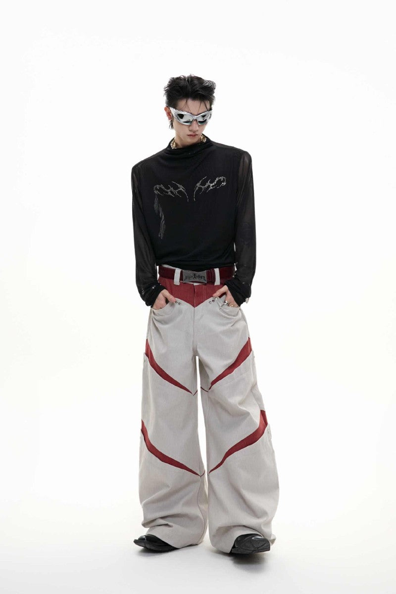 Mesh-T-Shirt mit Metallic-Print