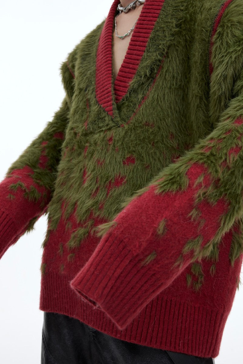 Farbverlauf-V-Ausschnitt-Pullover