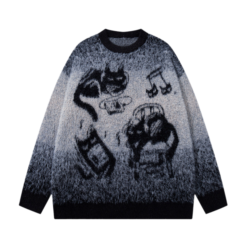 Cosmic Cat Fade Rundhalspullover