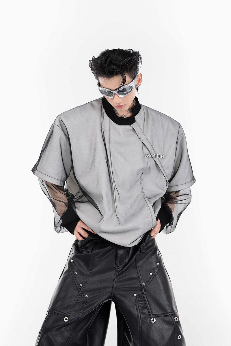 Doppellagiges Mesh-T-Shirt
