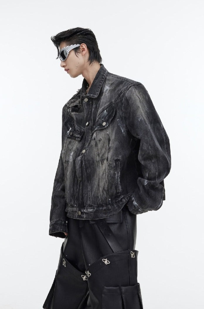 Jeansjacke im Used-Look