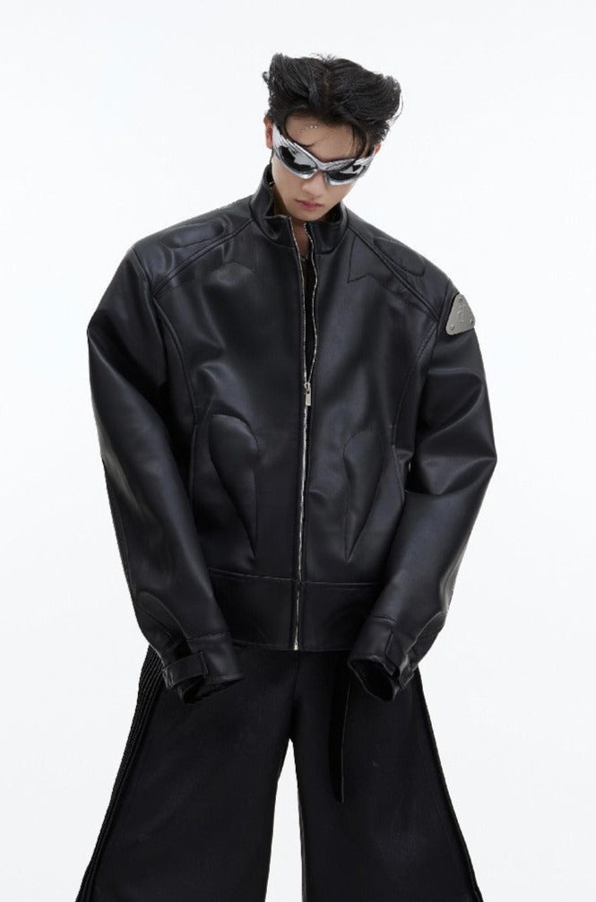 Veste en cuir PU avec logo métallique