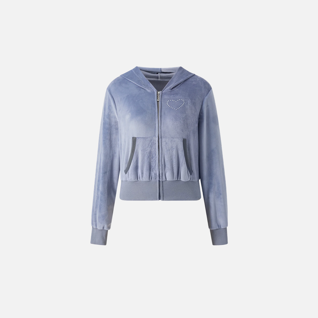 Sweatshirt mit Strassherz-Dekor und Reißverschluss