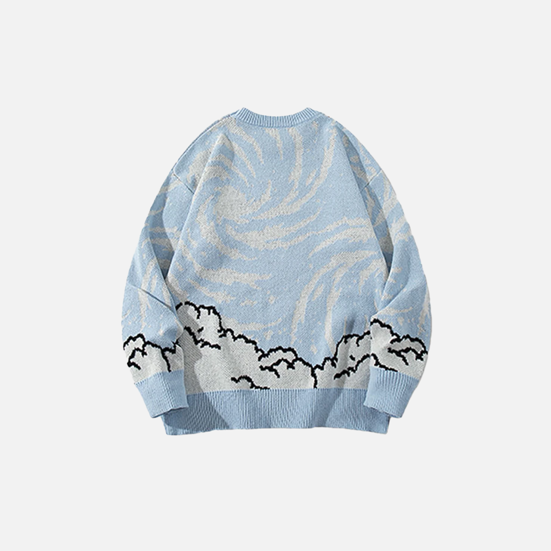 Pull en maille oversize streetwear à motif dessin animé