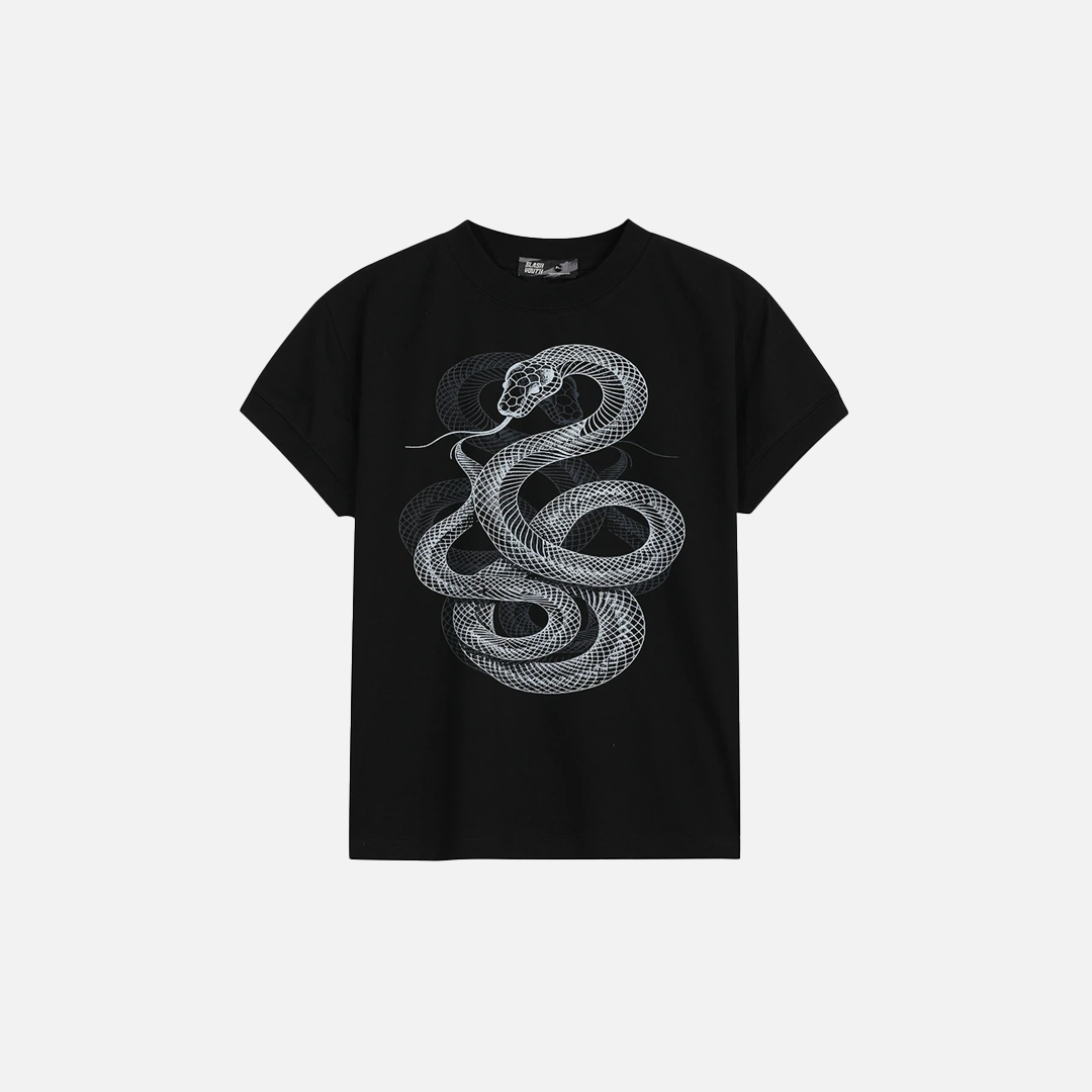 Hip-Hop-T-Shirt mit Schlangenmotiv und kurzen Ärmeln
