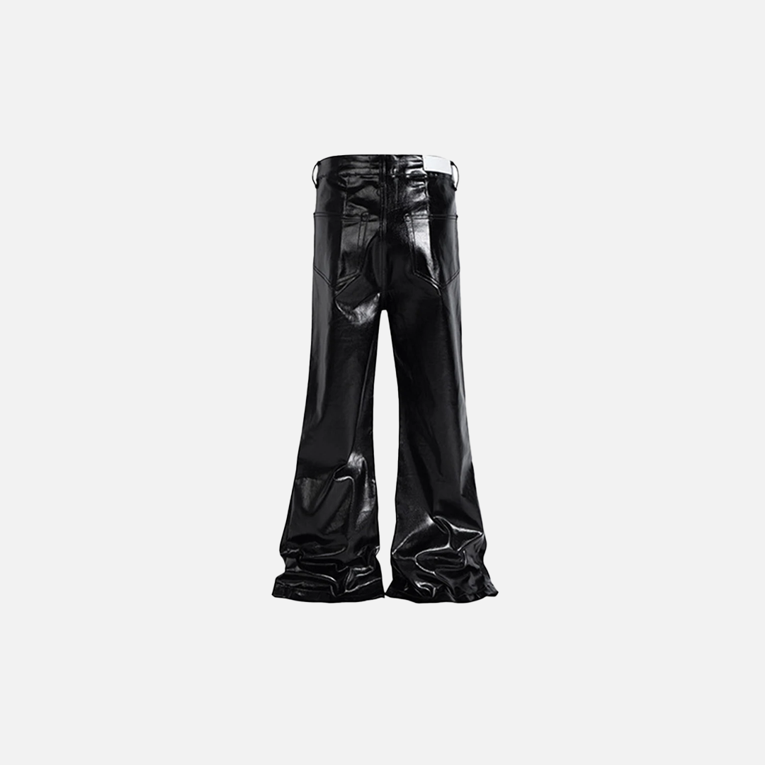 Streetwear Luxus Schwarze Lockere Schlaghose aus Leder