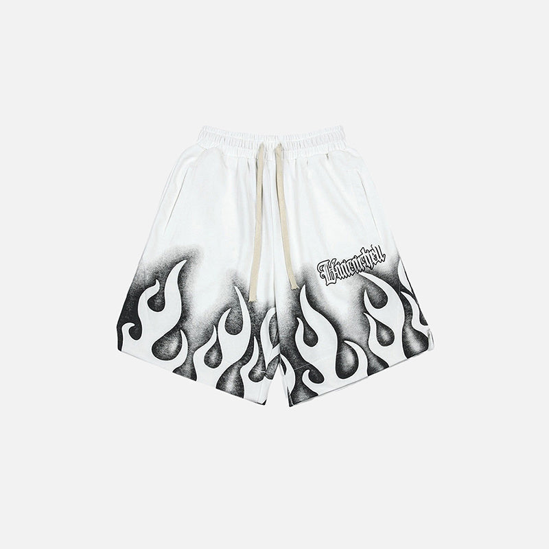 Short en cuir à flammes de feu