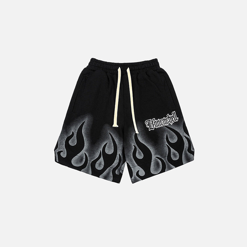 Short en cuir à flammes de feu