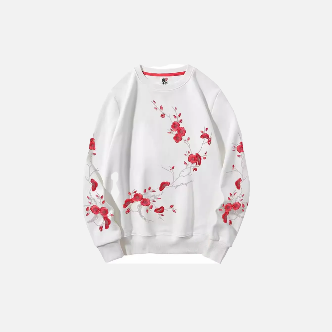 Sweatshirt mit Pflaumenblütenstickerei