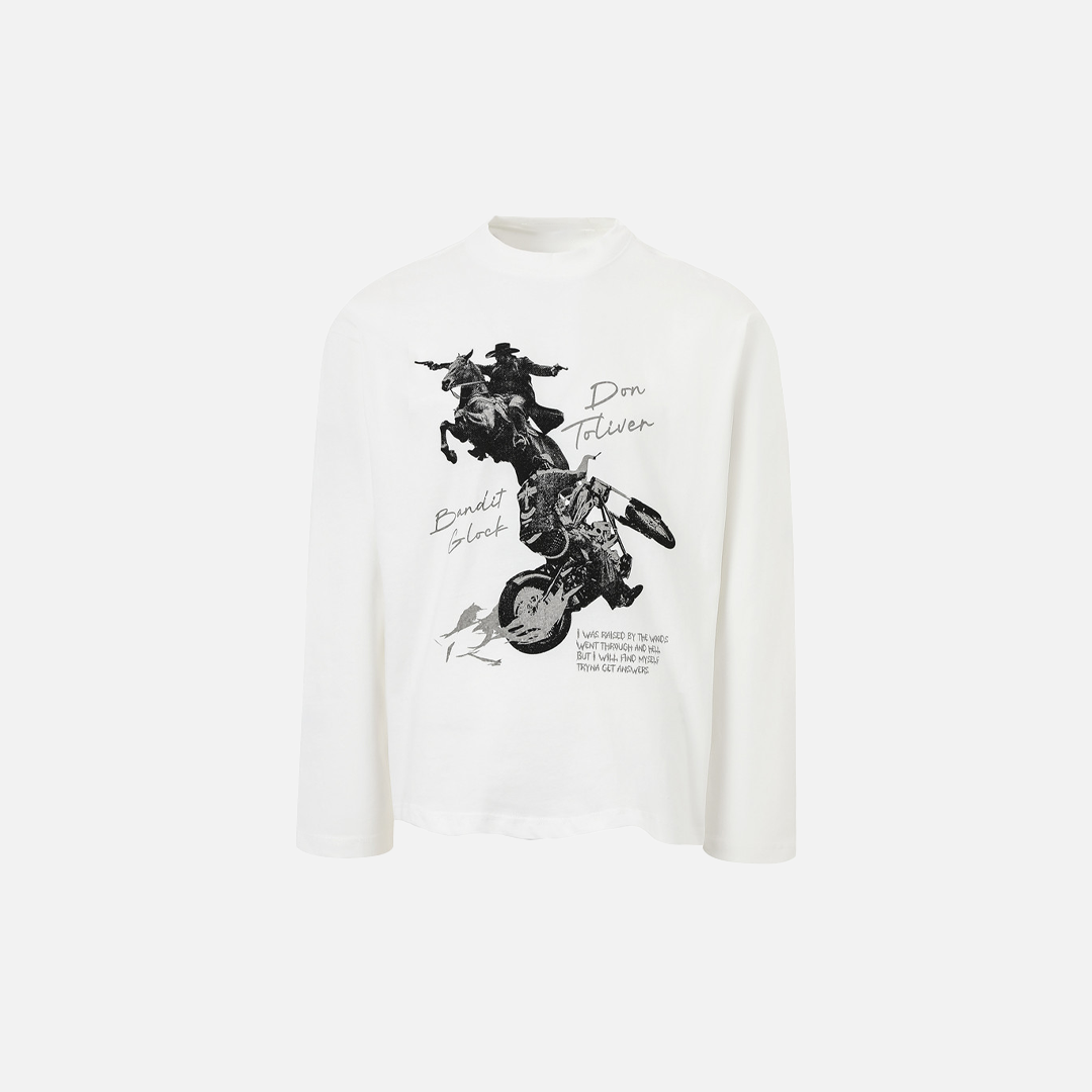 Trendiges Langarm-T-Shirt mit Ritterprint und lockerer Passform