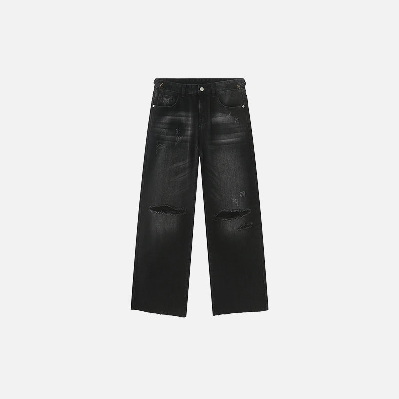 Jean en denim délavé et déchiré vintage