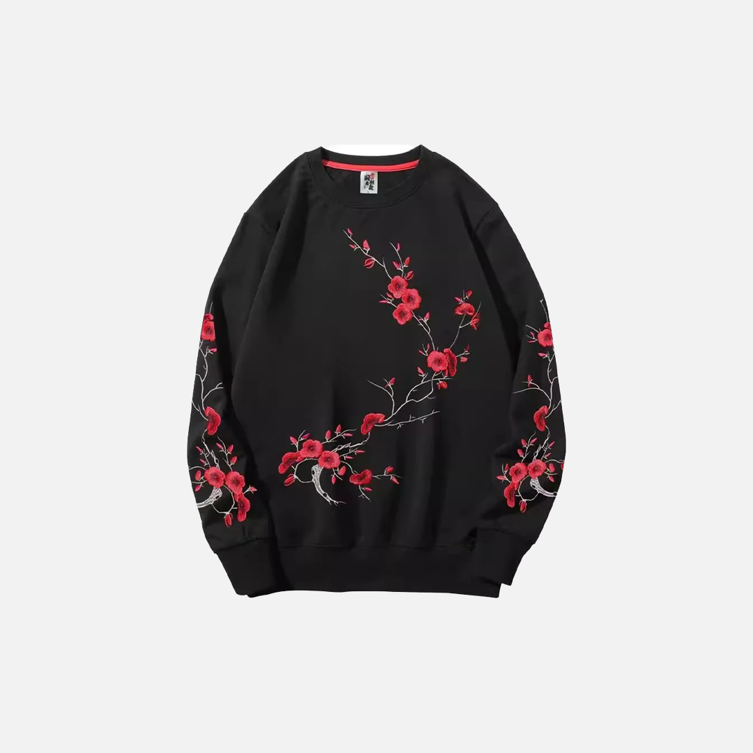 Sweatshirt mit Pflaumenblütenstickerei