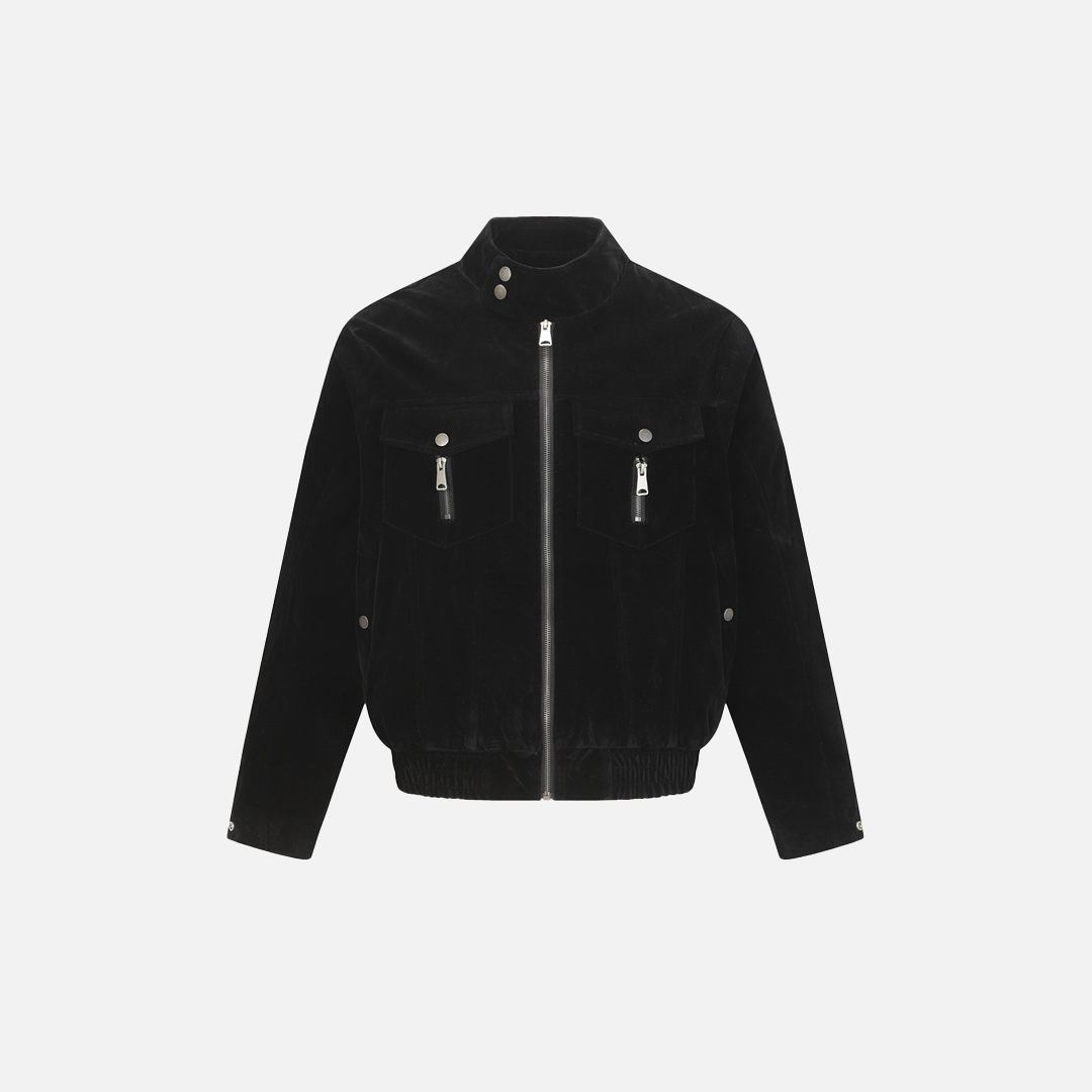 Veste tissée zippée décontractée style punk européen, chaude et confortable