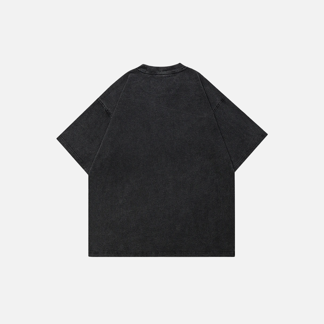 T-shirt rétro vintage noir délavé à lettres