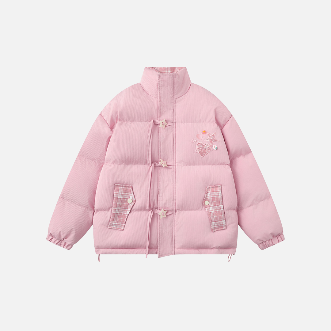 Modische, dicke, warme, lässige Steppjacke mit hohem Kragen