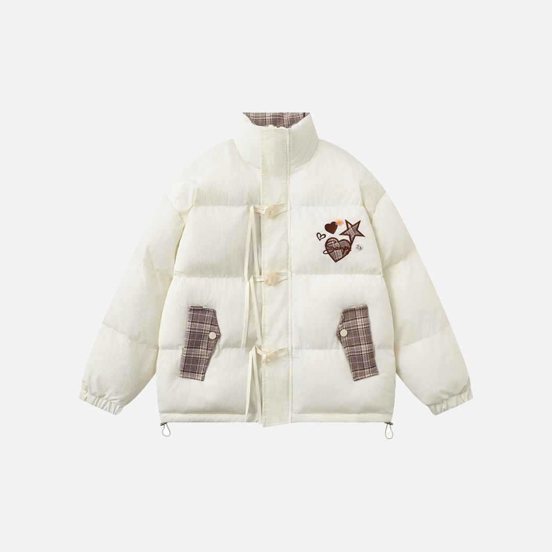 Modische, dicke, warme, lässige Steppjacke mit hohem Kragen