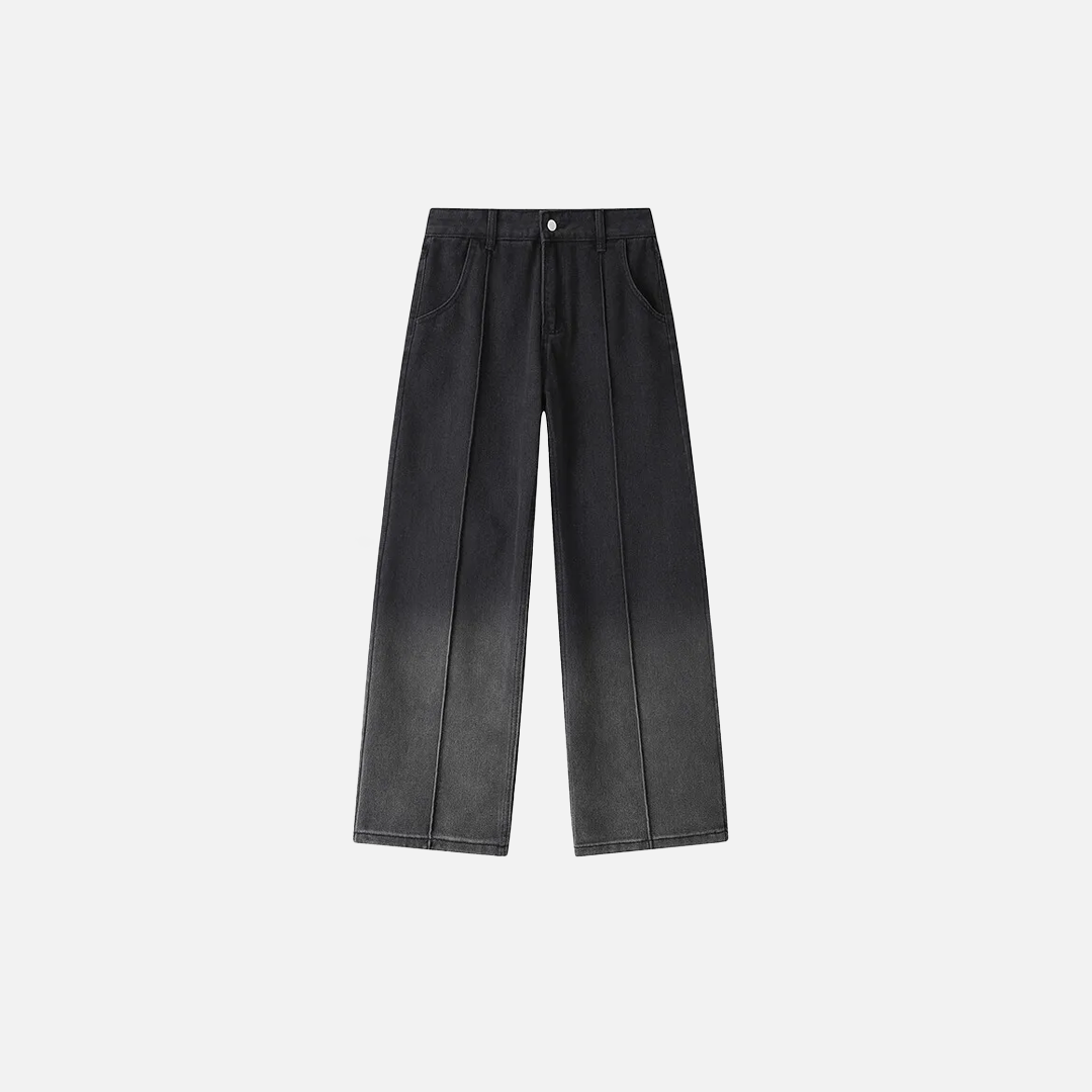 Retro-Farbverlauf-Jeans in Schwarz, Baggy-Stil