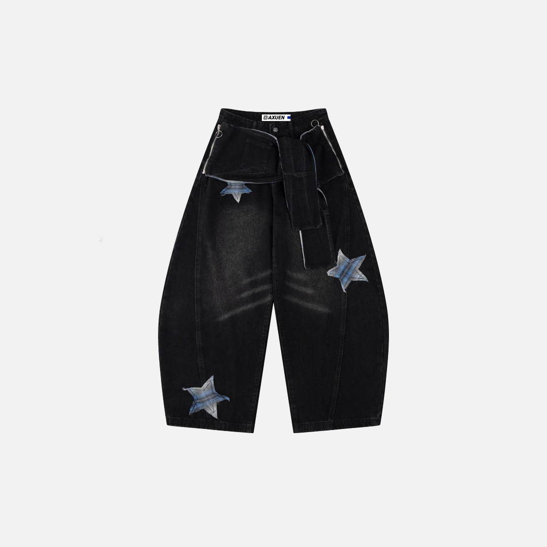 Jeans mit Sternenstickerei und lockerer Passform