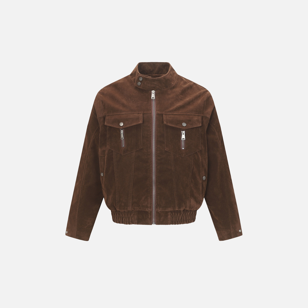 Veste tissée zippée décontractée style punk européen, chaude et confortable