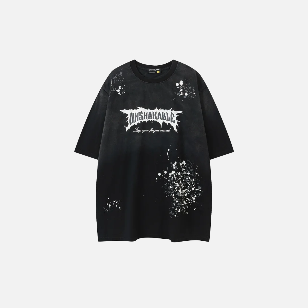 Hip-Hop-T-Shirt mit Graffiti-Schriftzug aus Baumwolle, Kurzarm