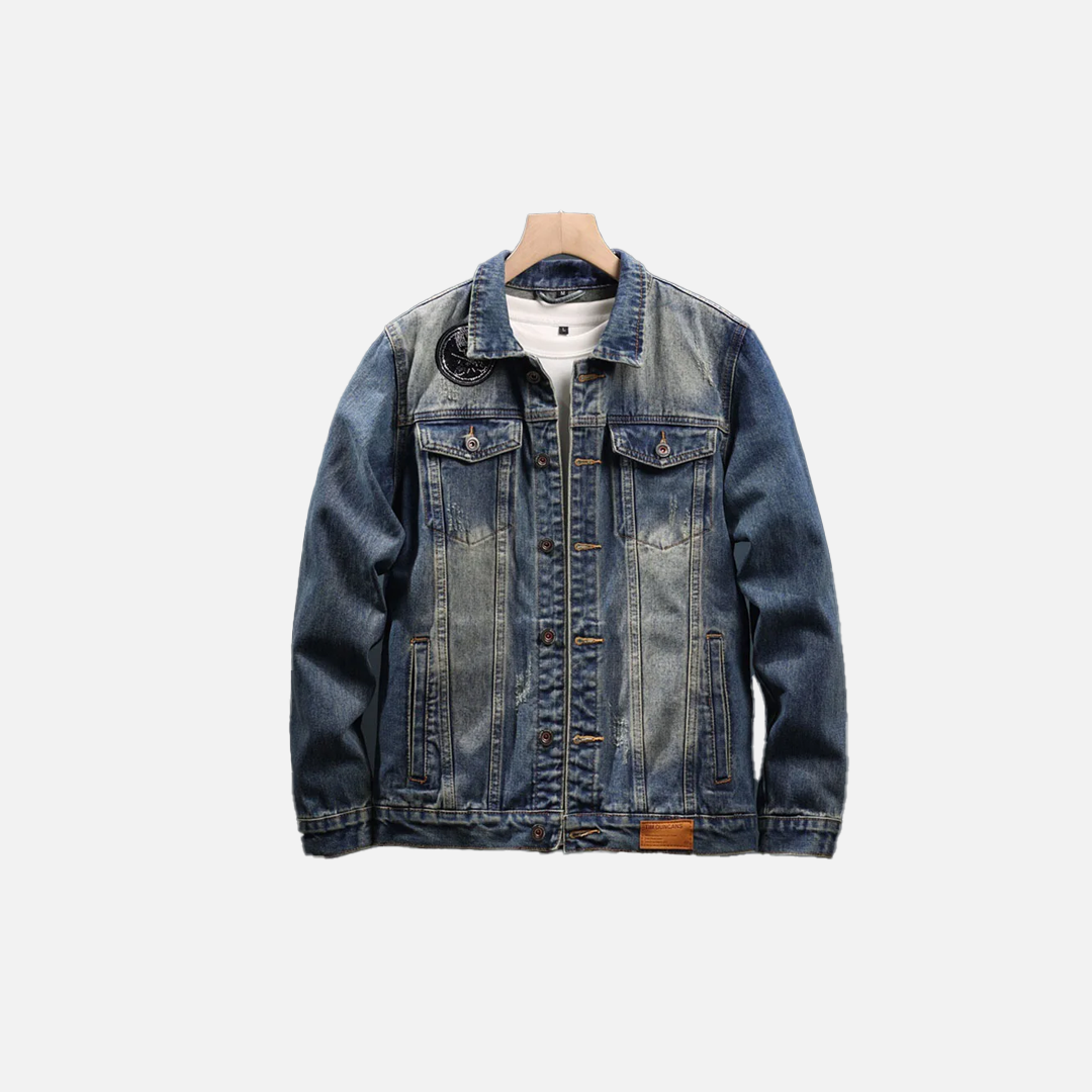 Strapazierfähige, übergroße Y2K-Cowboy-Jeansjacke