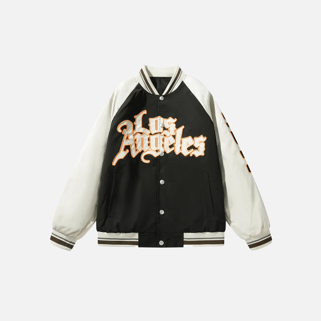 Veste de baseball universitaire à broderie de lettres streetwear