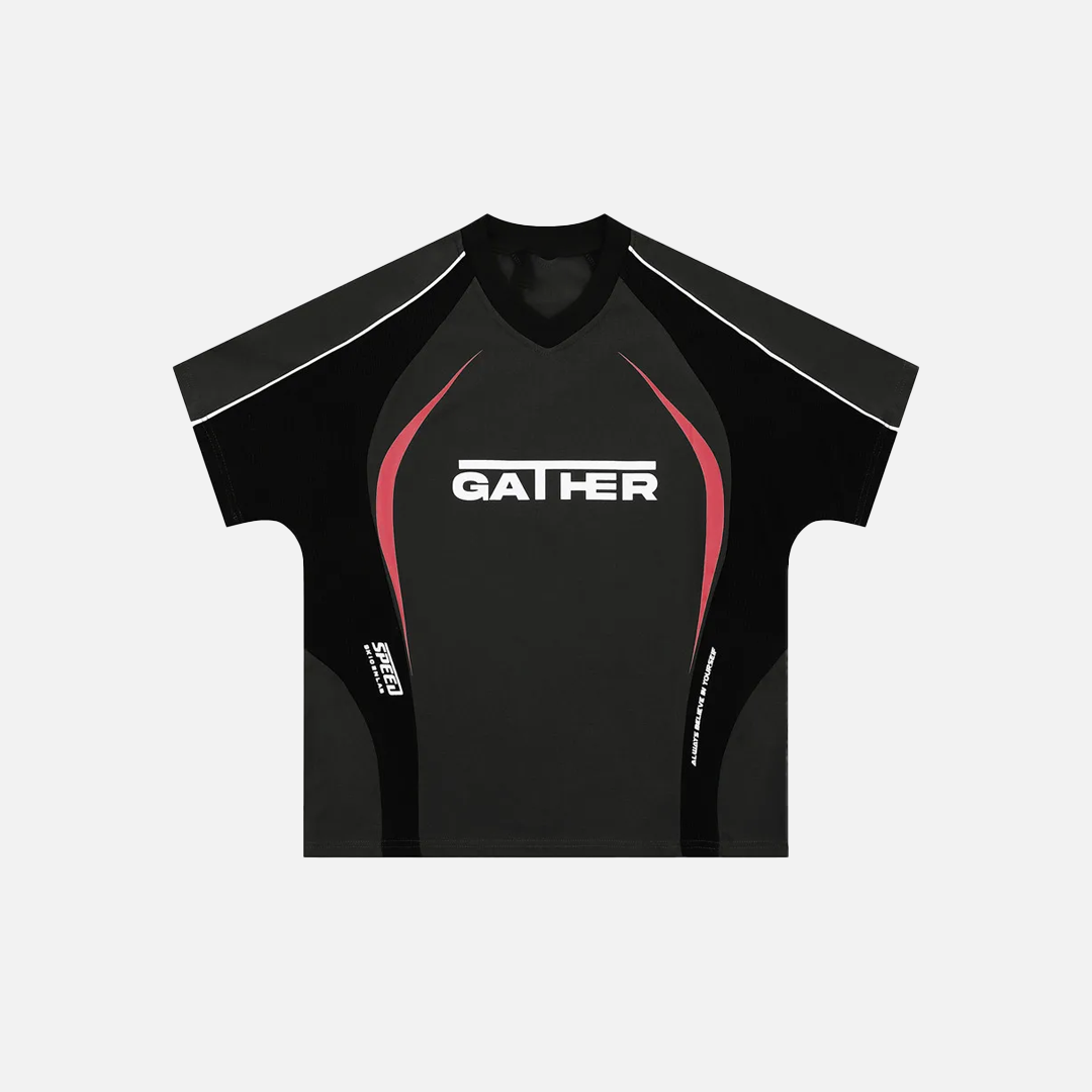 Kurzarm-T-Shirt mit kontrastfarbenen Einsätzen und Rundhalsausschnitt