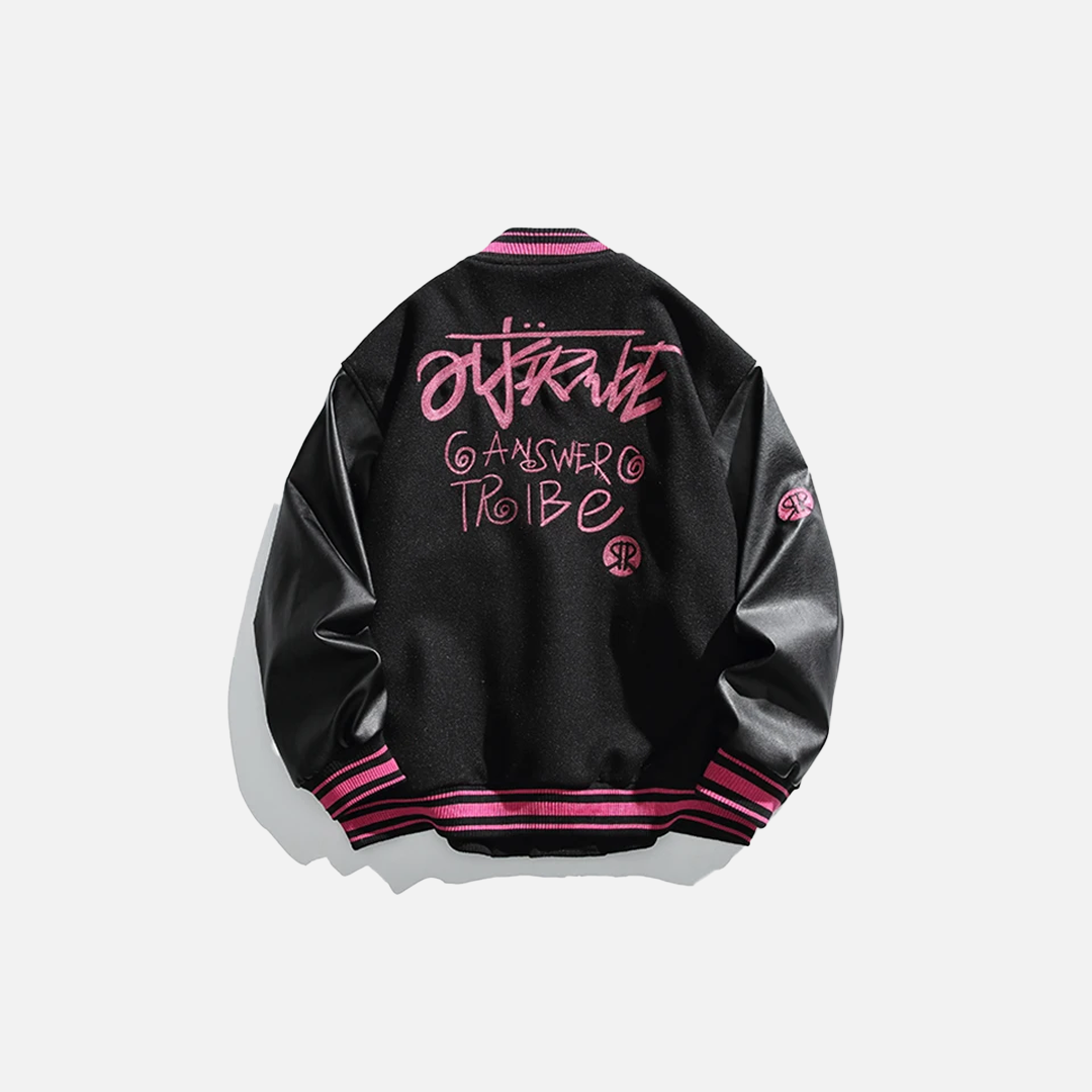 College-Lederjacke mit Stickerei des Stadion-Auszeichnungsbuchstabens