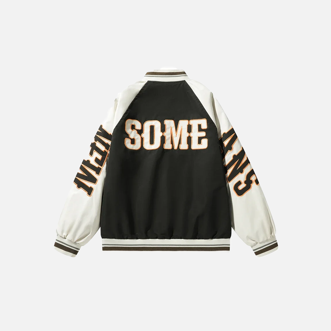 Veste de baseball universitaire à broderie de lettres streetwear