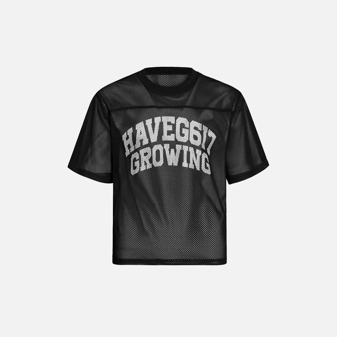 Durchscheinendes, bedrucktes Freizeit-Sport-T-Shirt aus Mesh