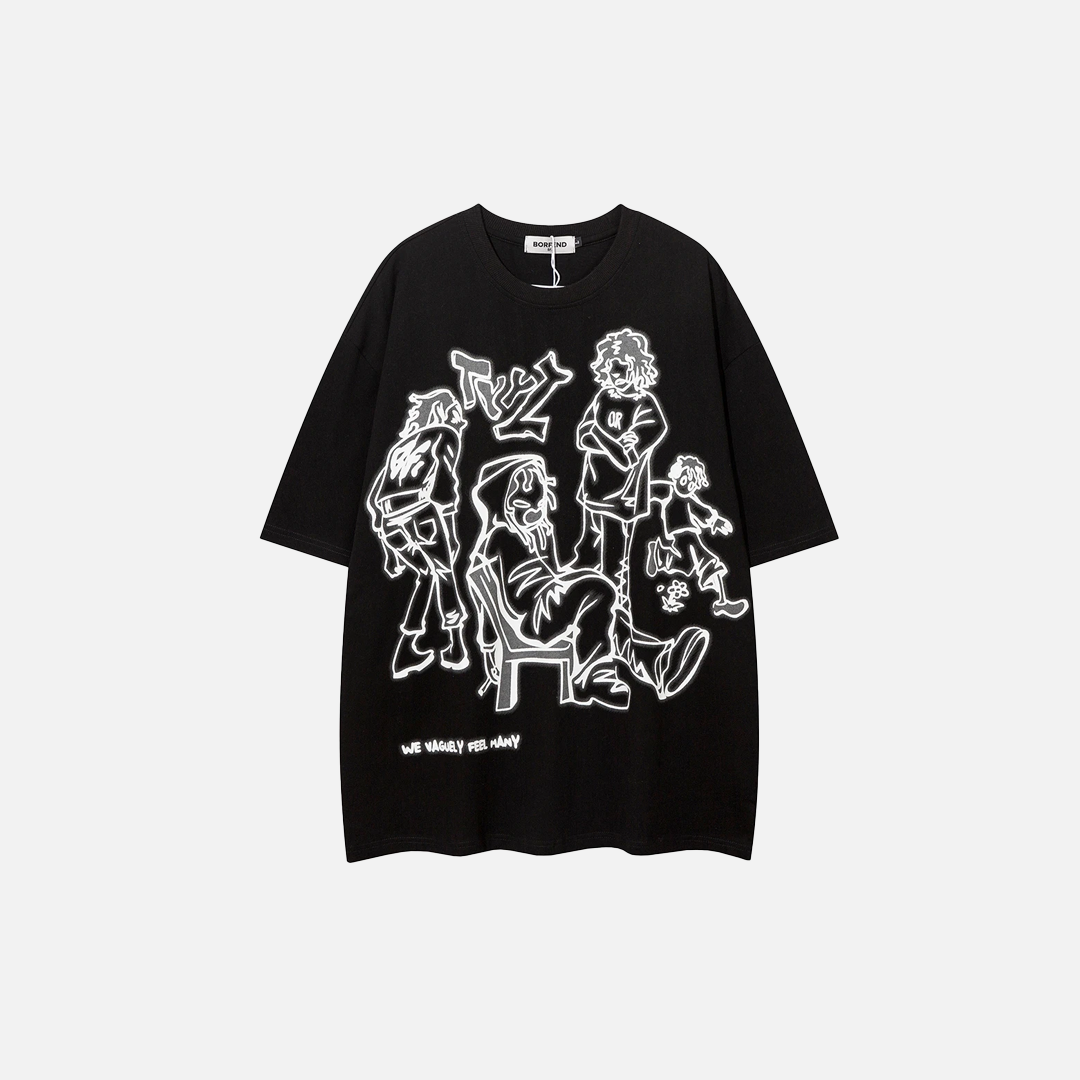 Vintage-T-Shirt mit Cartoon-Figuren-Print