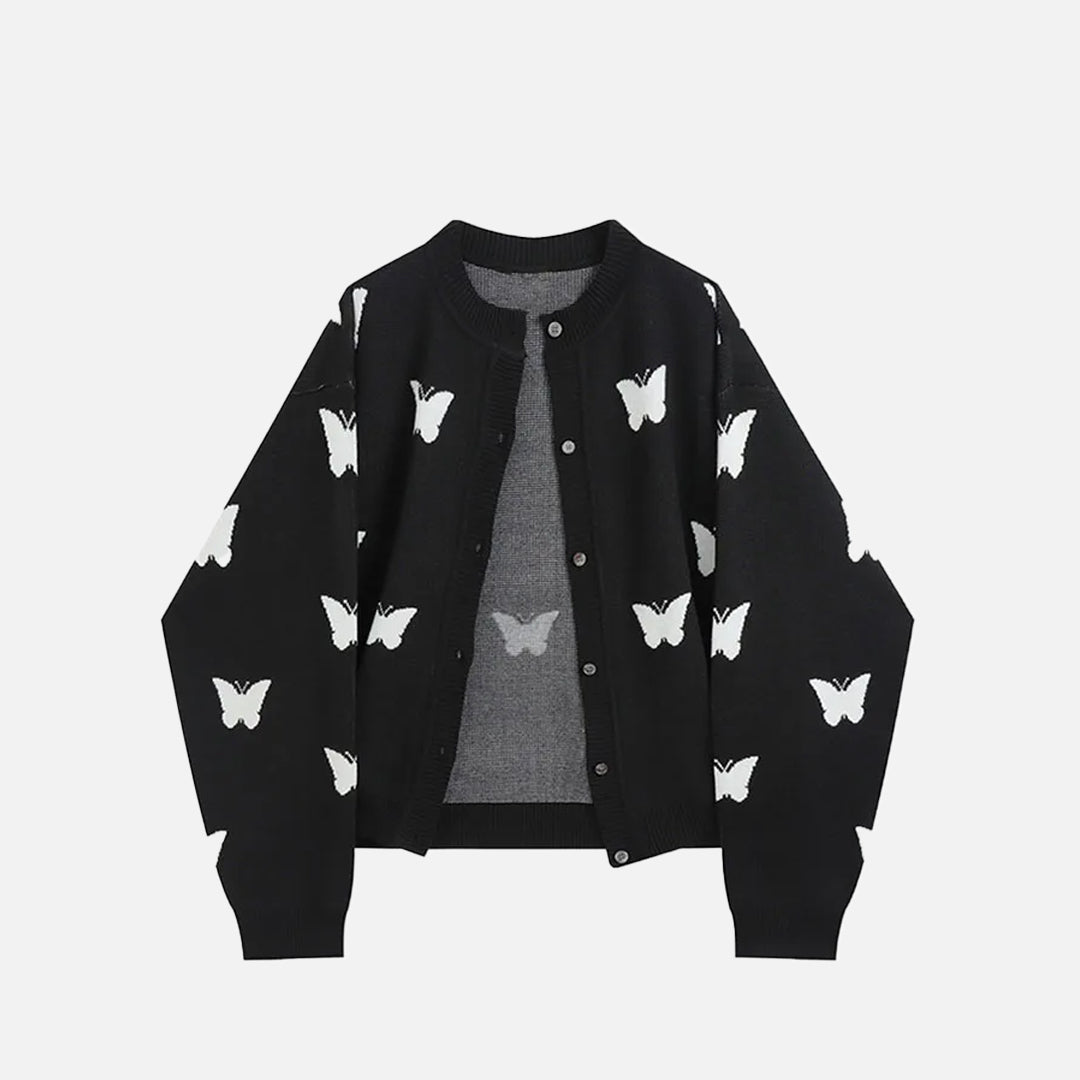 Y2K Koreanischer Schmetterlings Vintage Pullover
