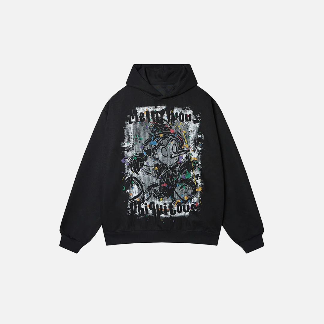 Sweat à capuche stylé à motif graffiti hip-hop