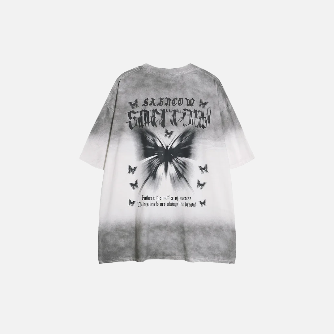 Buntes, übergroßes Kurzarm-T-Shirt mit Schmetterlingsprint
