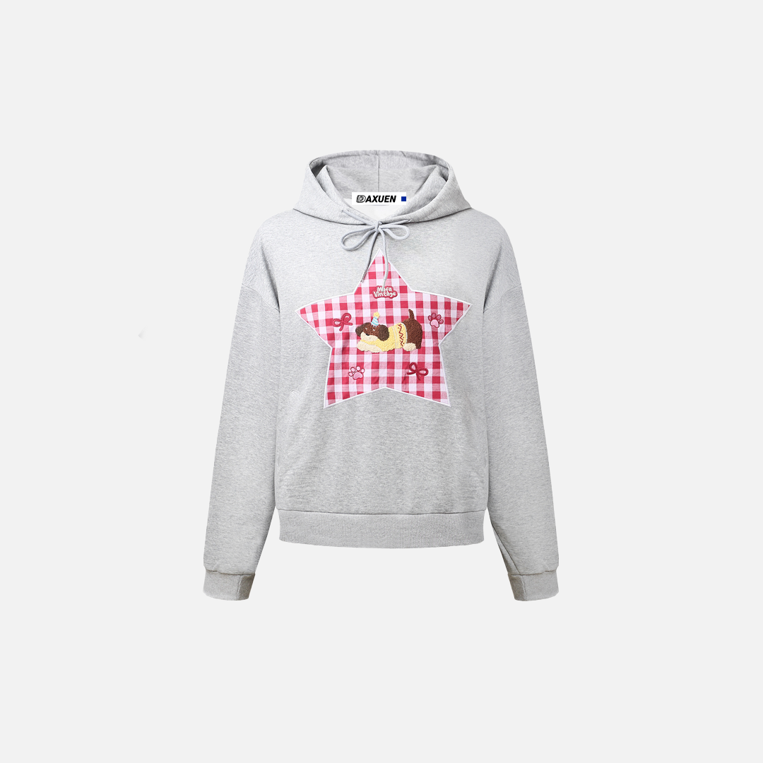 Sweat à capuche vintage d'hiver style américain brodé d'étoiles