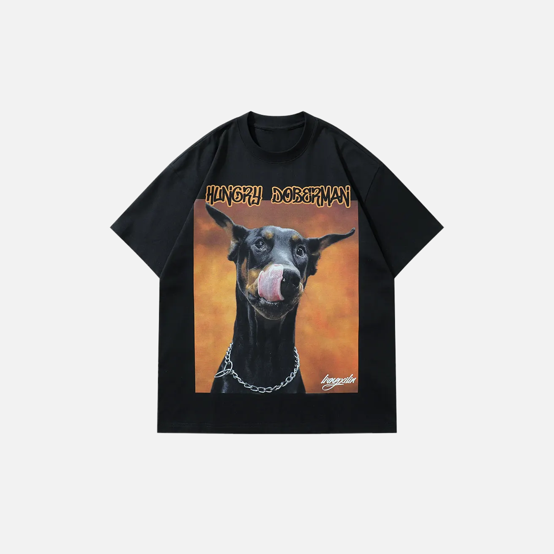 Oversize-T-Shirt mit Dobermann-Motiv
