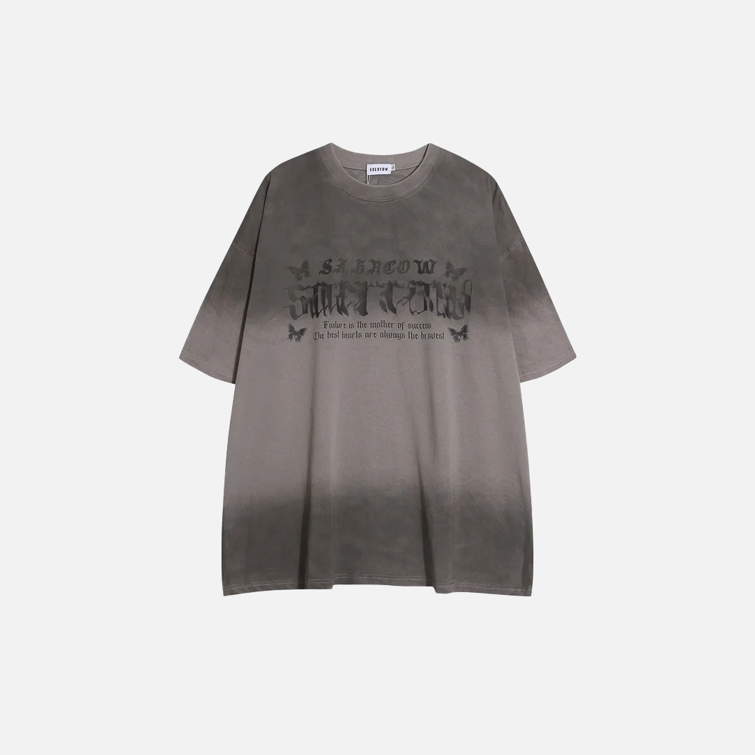 Buntes, übergroßes Kurzarm-T-Shirt mit Schmetterlingsprint