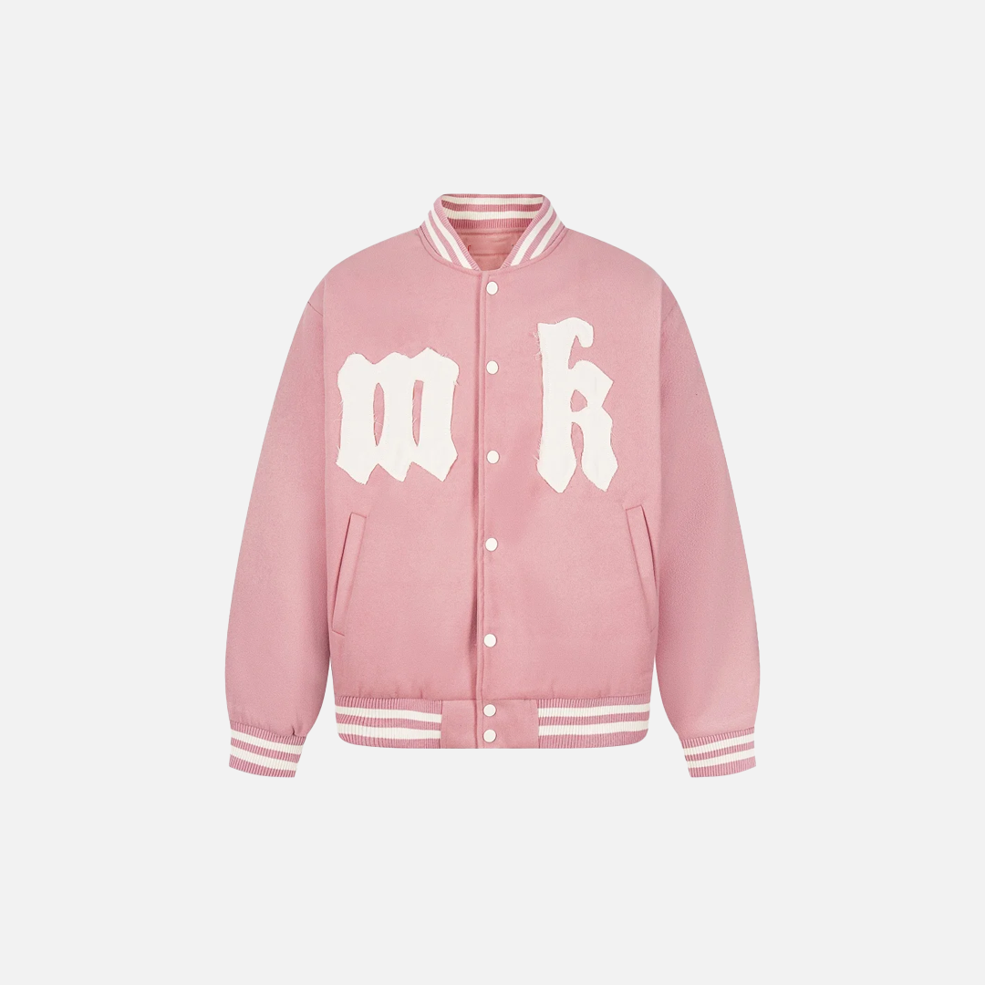 Veste universitaire matelassée à col montant et écusson.