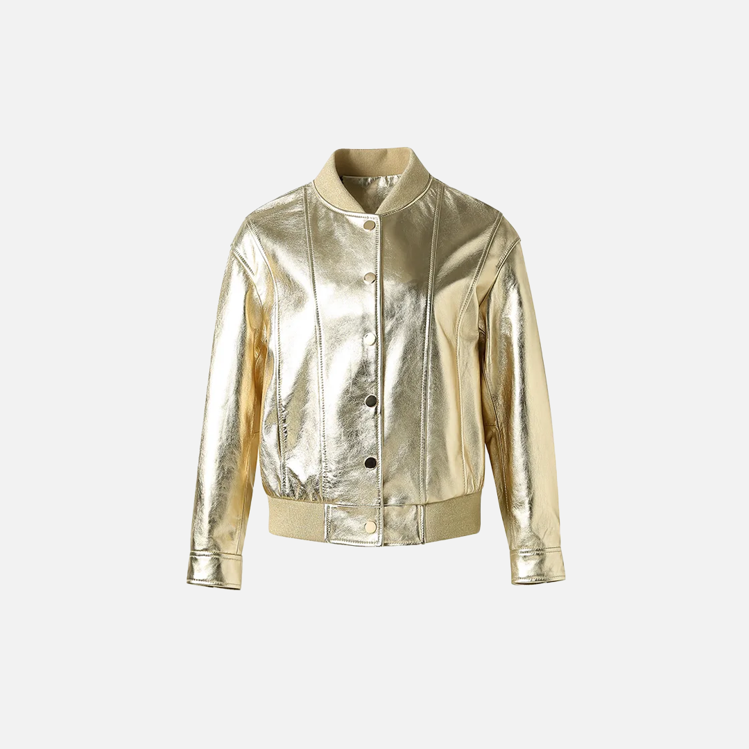 Veste en cuir de mouton véritable doré