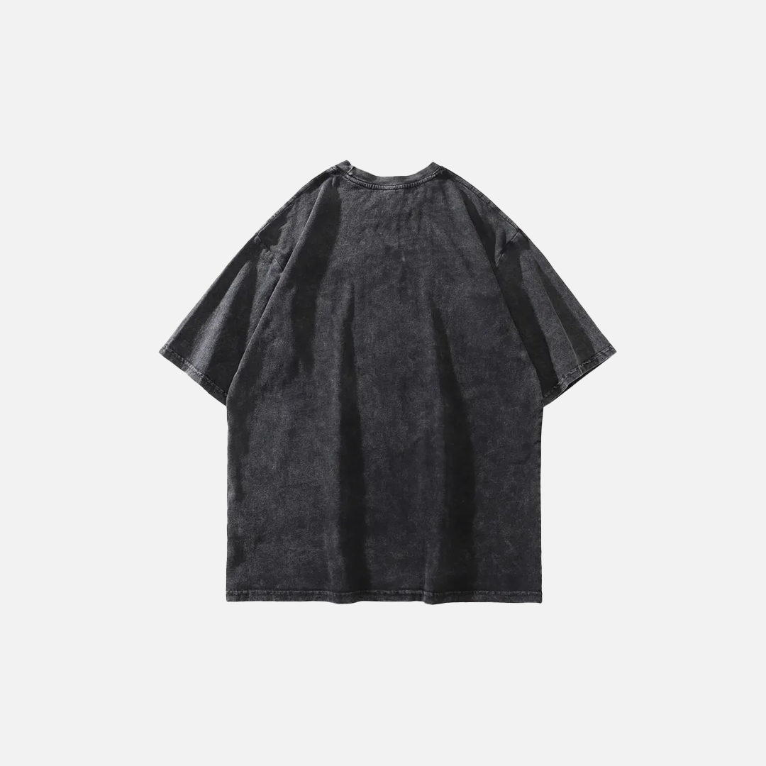 Warmes, verwaschenes Oversize-T-Shirt im Gothic-Stil mit Skelett-Print