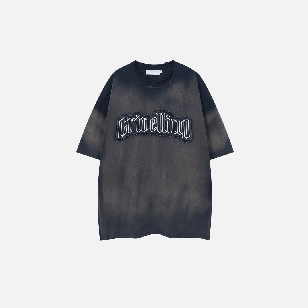 T-shirt oversize streetwear grunge à écusson brodé