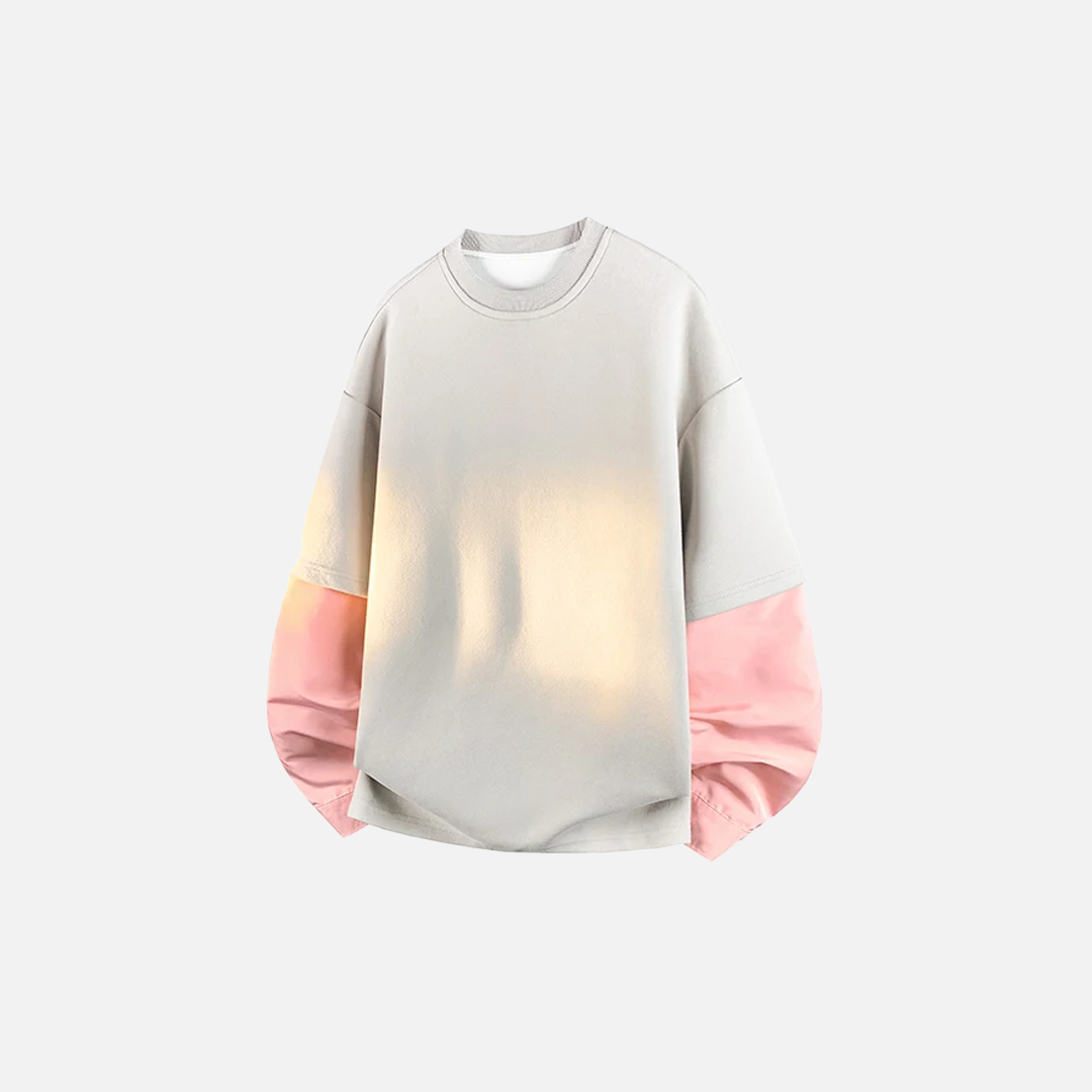 Gemütliches Oversize-Sweatshirt mit Rundhalsausschnitt und Fake-Zweiteiler-Optik