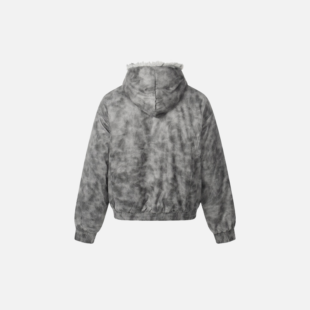 Veste épaisse d'hiver camouflage à capuche en fausse fourrure