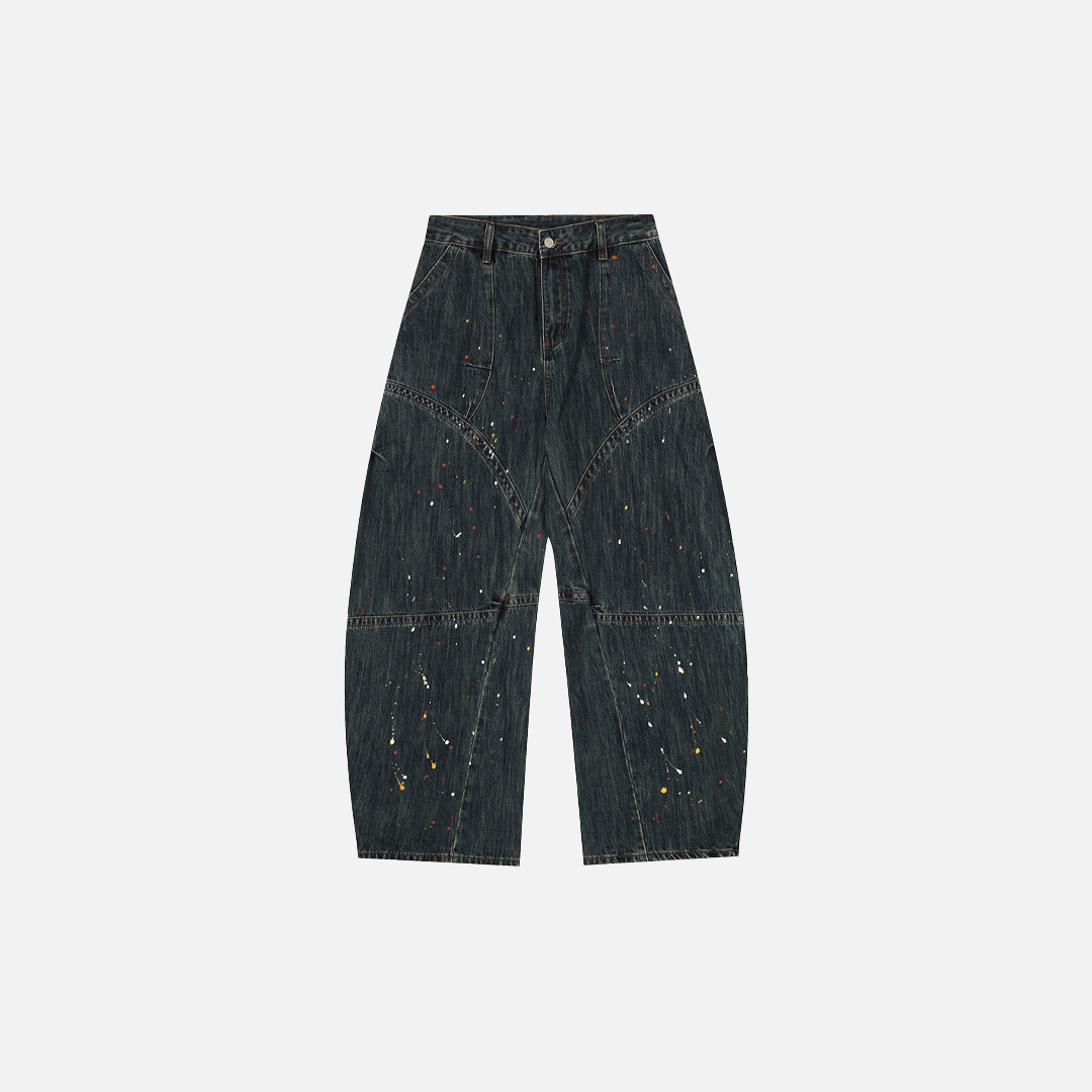 Y2K Streetwear Jeans mit auffälligem Farbspritzer-Print