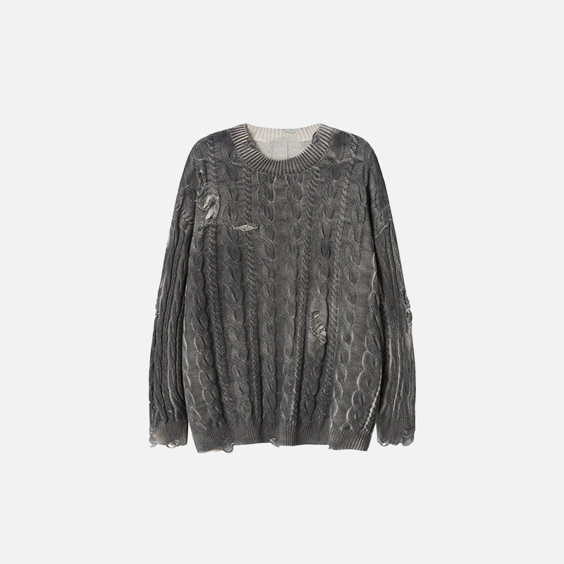 Used-Look-Zopfstrickpullover