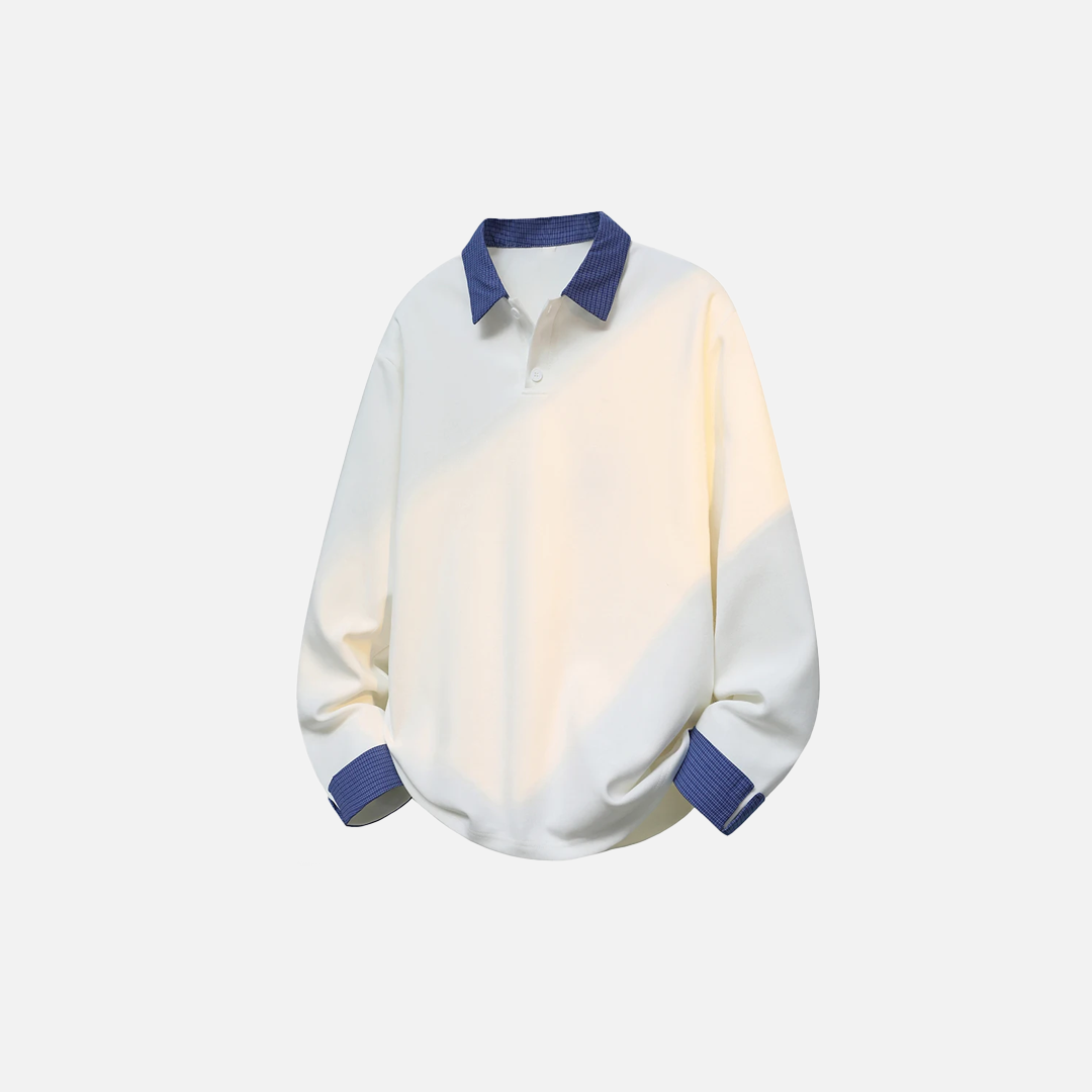 Koreanisches Sweatshirt mit kontrastierendem Umlegekragen
